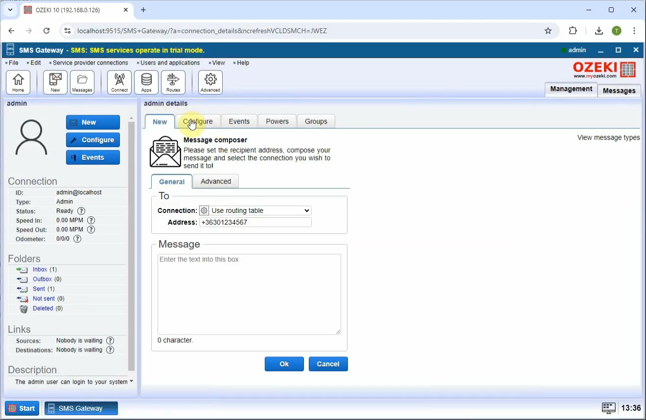 Messages interface