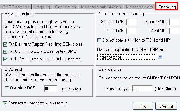 Encoding tab