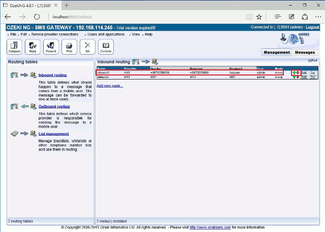 finishing the new rule in sms gateway