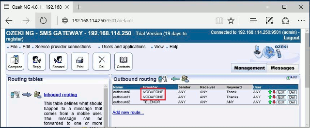 outbound routing serving properly