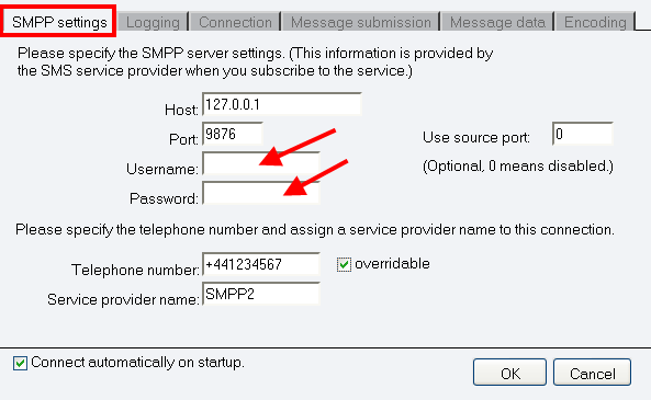 specifying the server settings