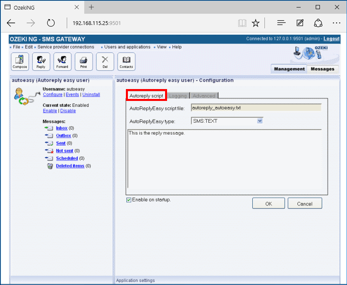 installing an autoreplyeasy user