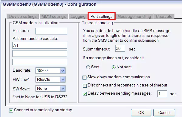 the port settings tab