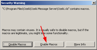 enable the macros for excel