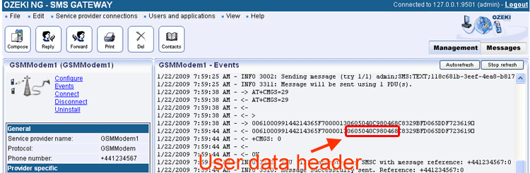 the user data header