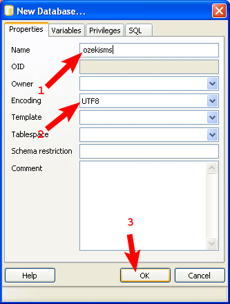 select the ozekisms database