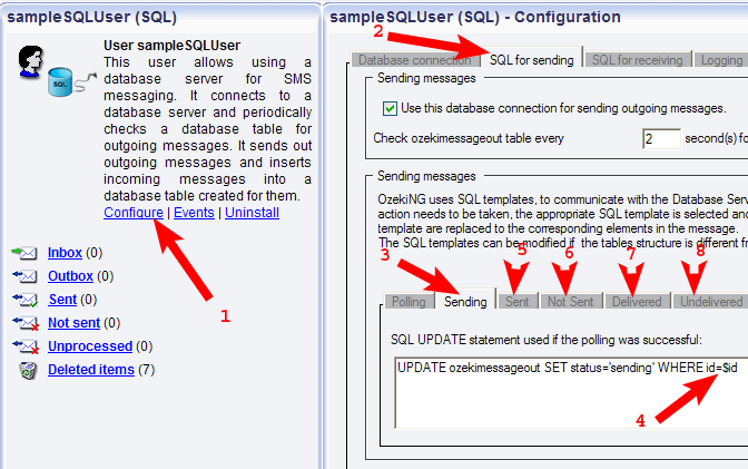 configure the sql statements