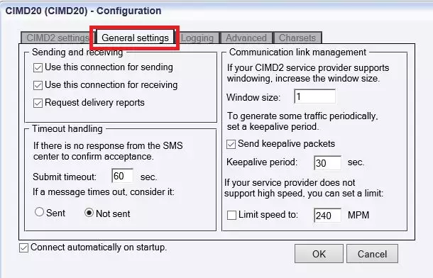 the general settings tab