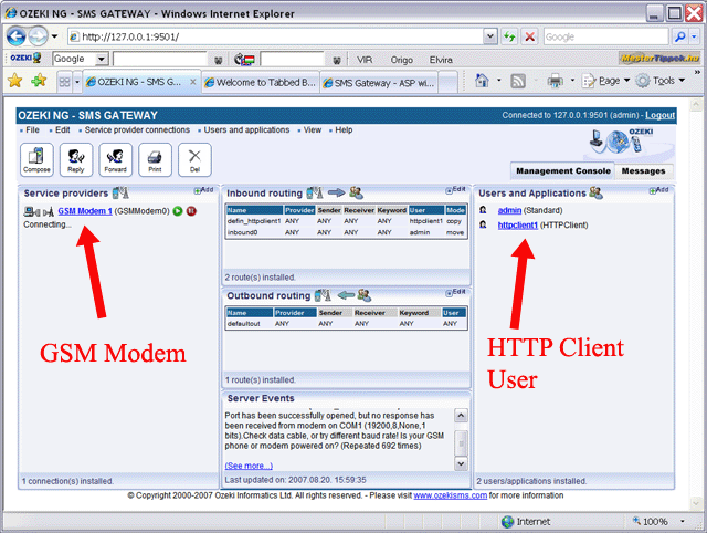 setting up the sms gateway