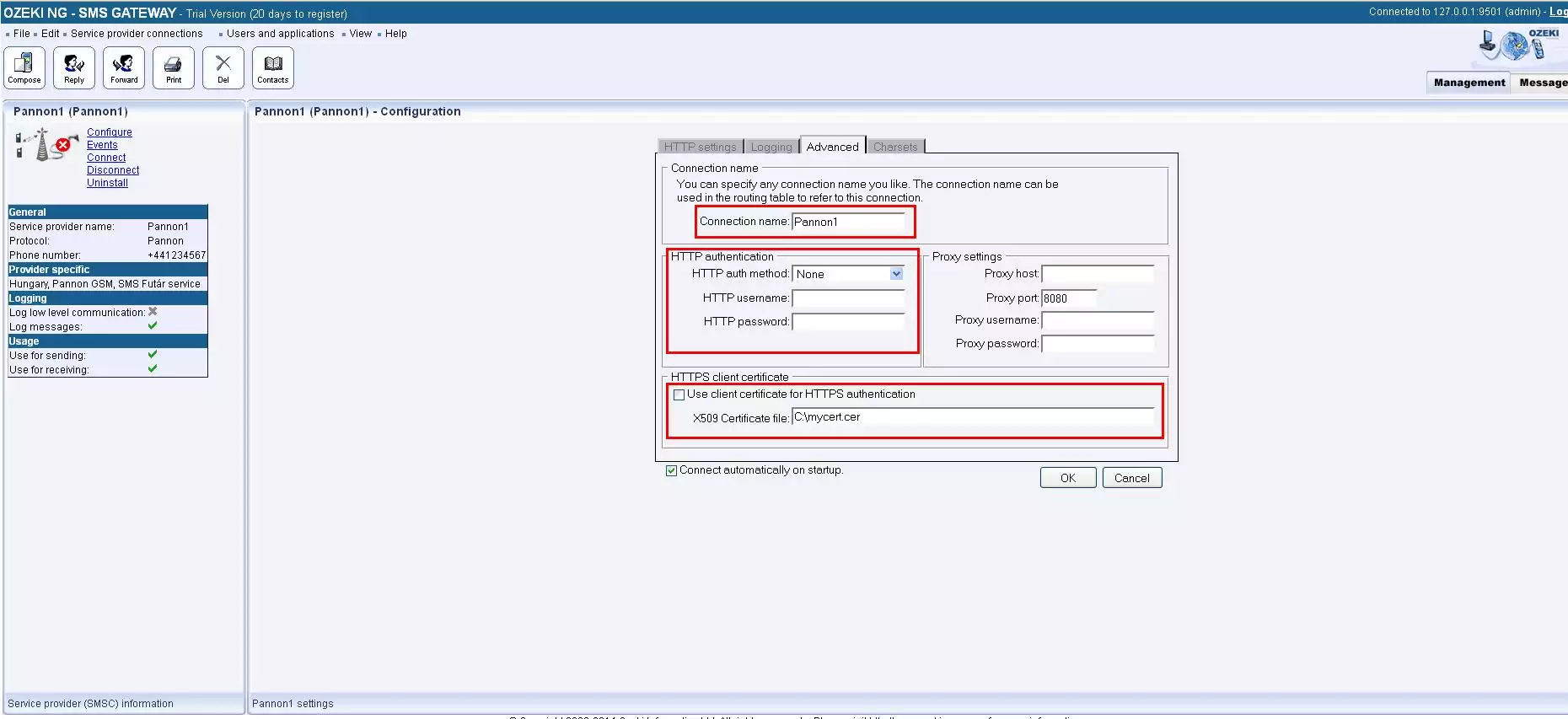 advanced setting in yettel futar connection