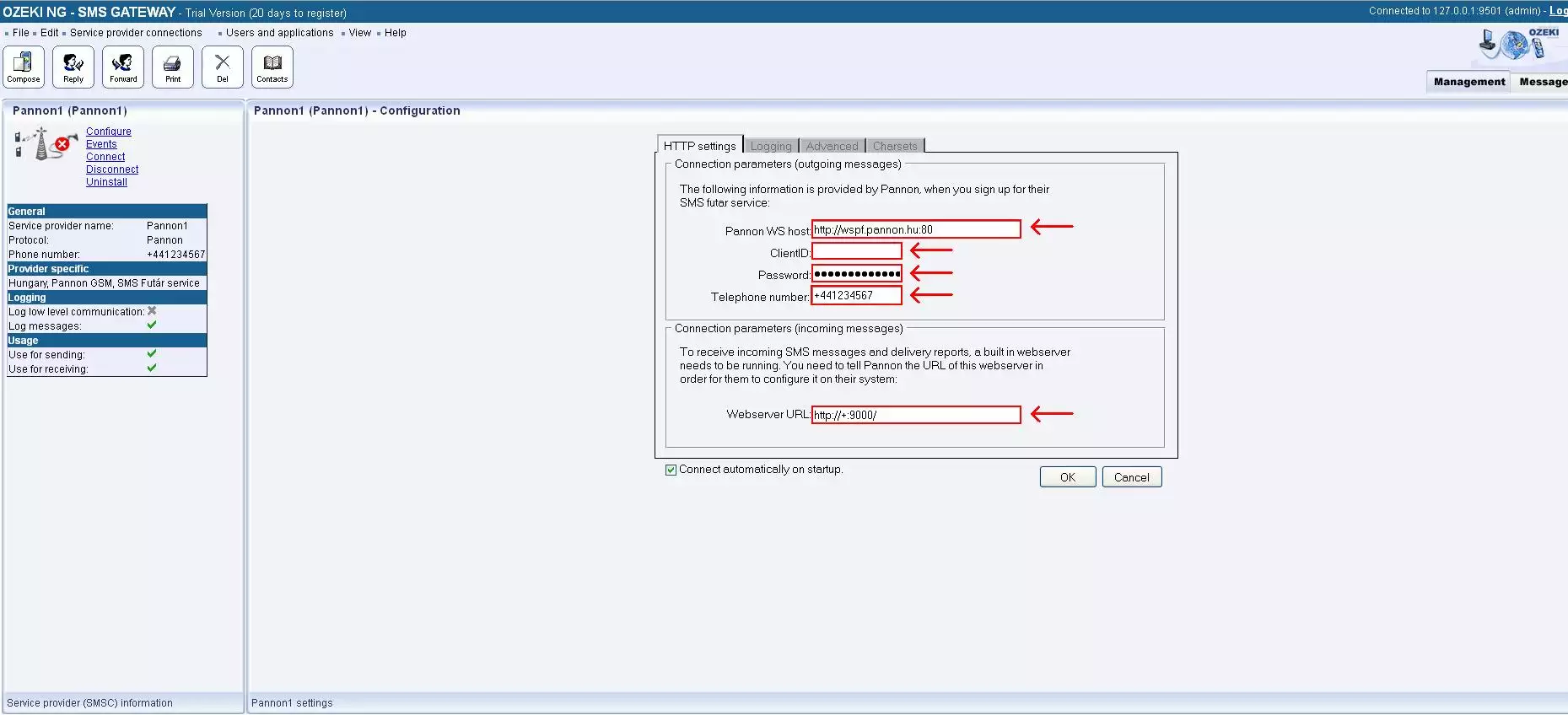 configure the yettel futar connection