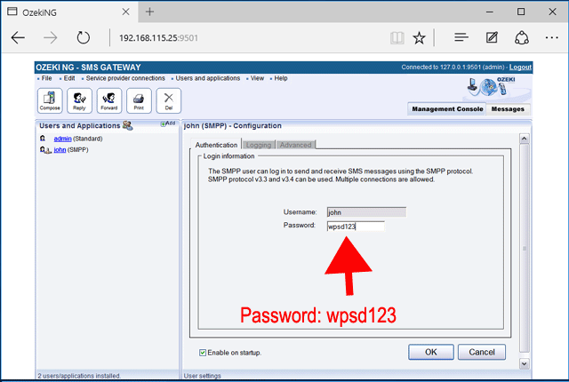 smpp client password wpsdonetwothree