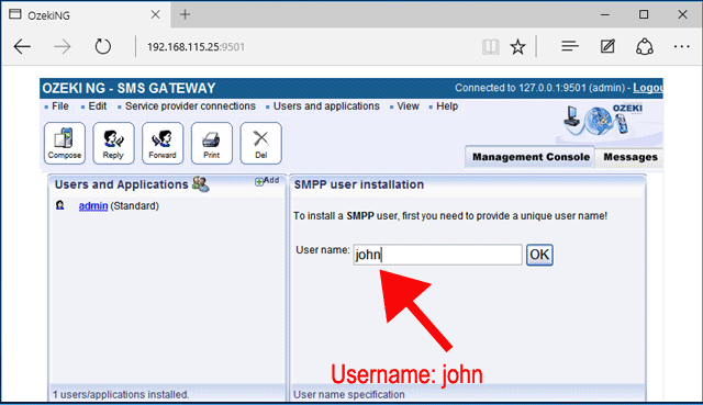 smpp client username john