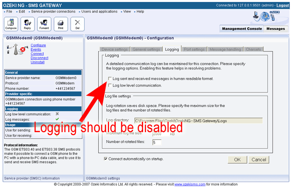 disable logging