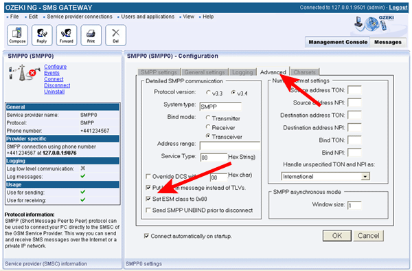 smpp esm class problem when sending sms