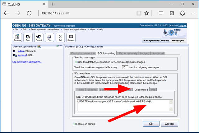 modify the undelivered sql template