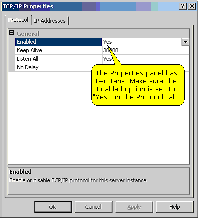 enable tcp ip