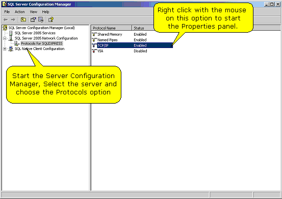 server protocols in server configuration manager