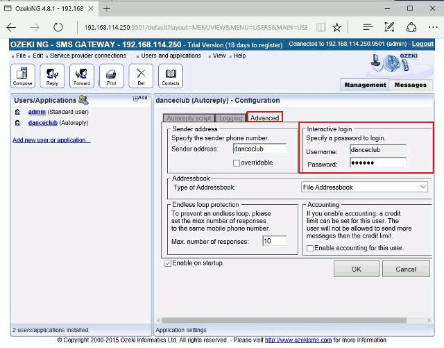 create a username anda password