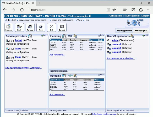 multi-provider routing in the sms server