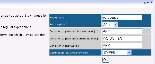 recipient phone number begins with 310 or 311