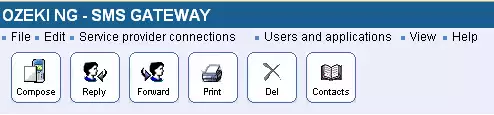 main menu of ozeki ng sms gateway