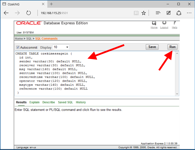 specify sql statement