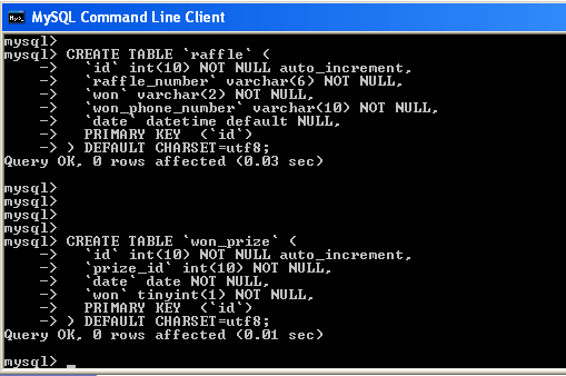 paste the create table script