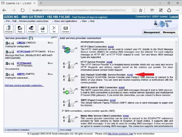 select sag parlayx soap/xml service provider