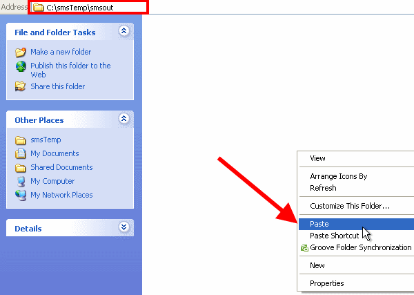 paste the csv file into the smsout folder