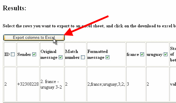 export columns to excel