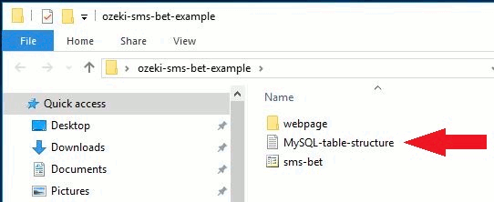 open the mysql table structure text file