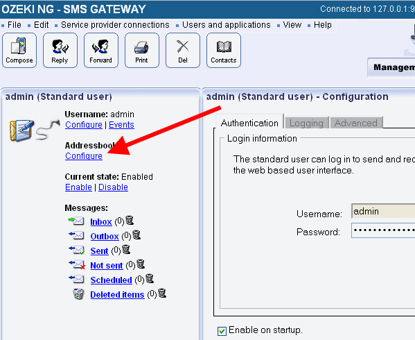 configuring addressbook in ozeki ng