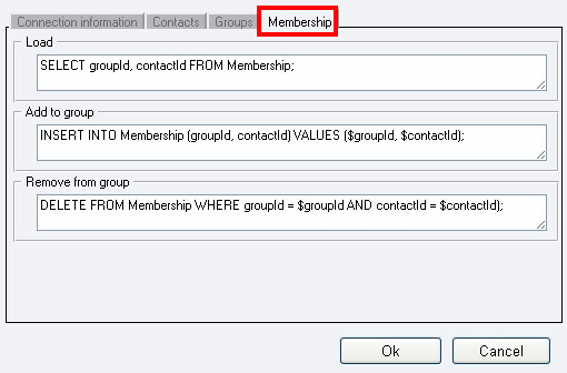 membership tab in ozeki ng