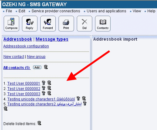 imported contacts in addressbook