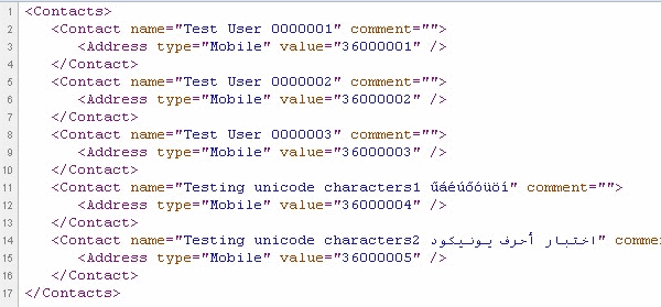 exported contacts in xml csv