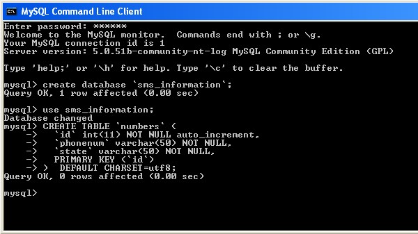 mysql command line