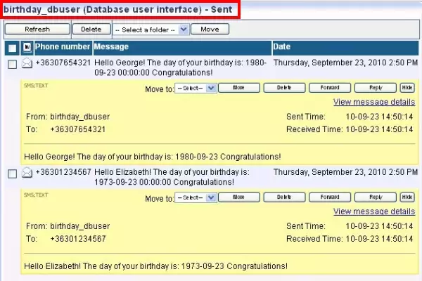 the sent messages in ozeki ng sms gateway