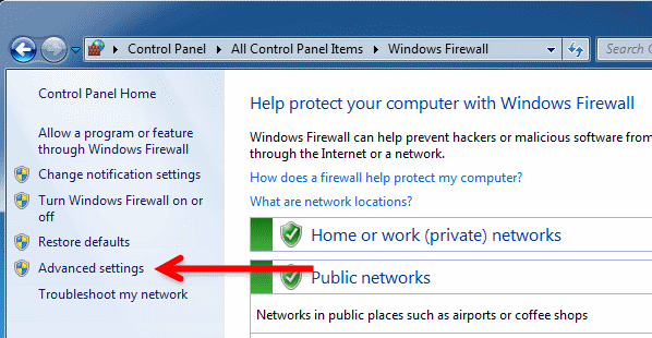 advanced settings on firewall