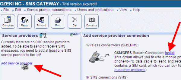 install a gsm modem connection