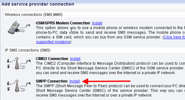 install an smpp connection