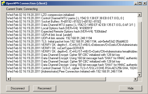 check the openvpn connection