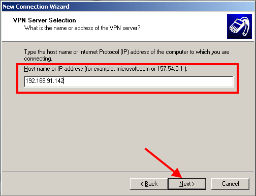 the ip address of the vpn server