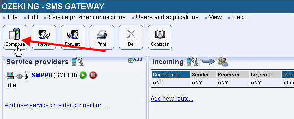 open composing a message tab