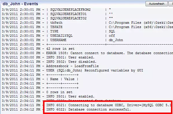 database is successfully connected