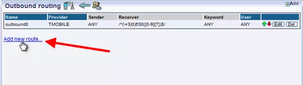 adding another route in sms gateway