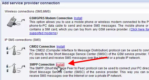 installing an smpp connection