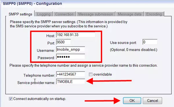 smpp setting