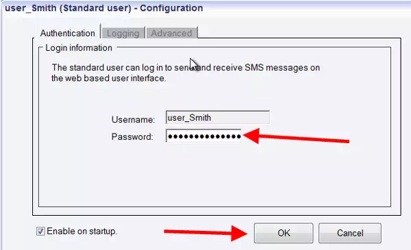 specifying a password for a new user