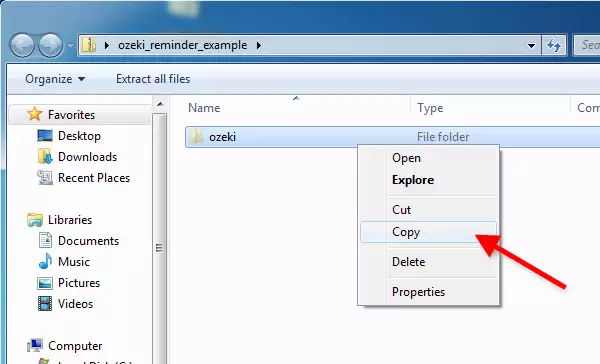 copy ozeki folder